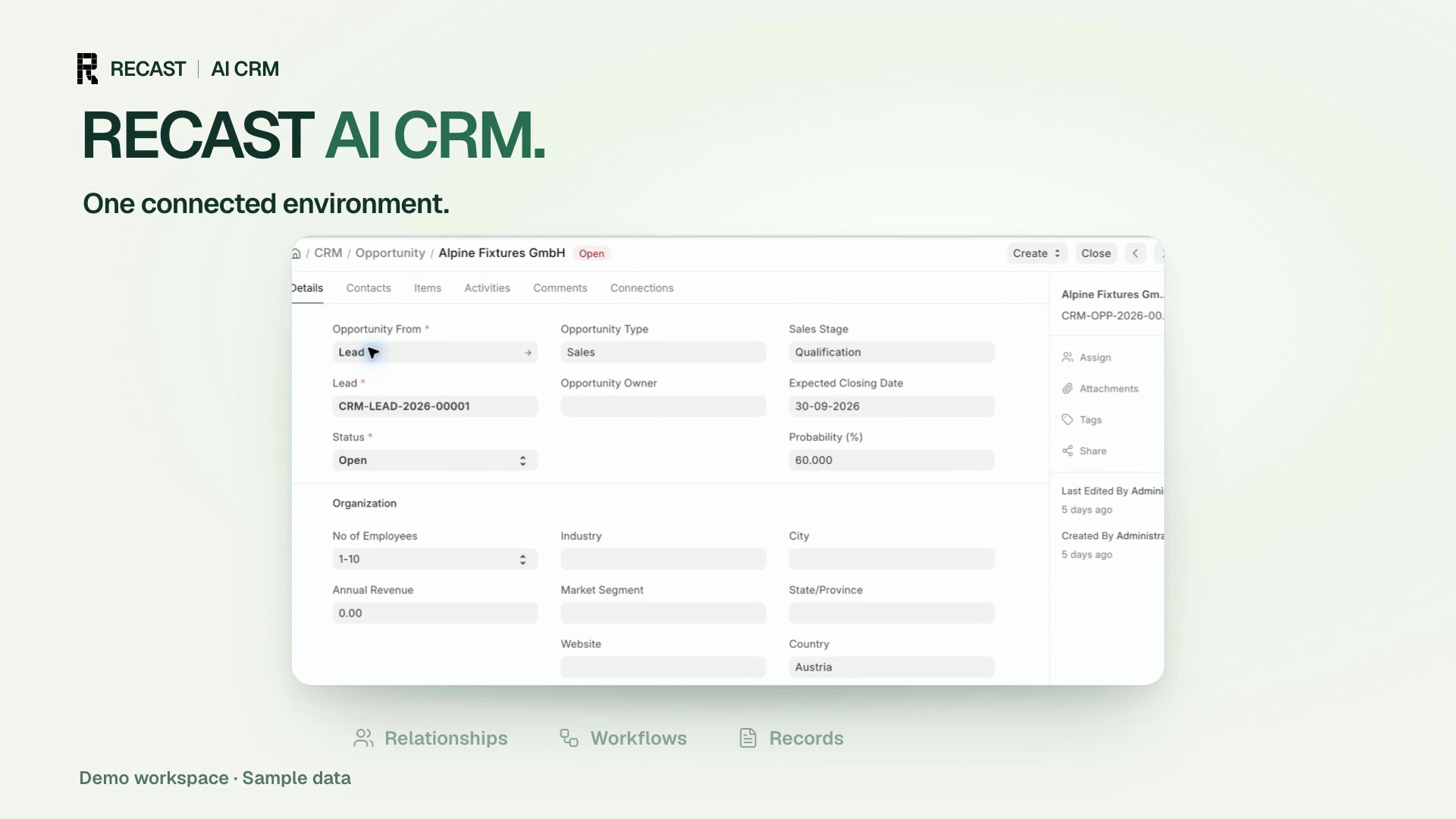 The AI CRM sales workspace